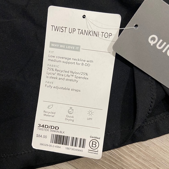 Athleta Twist Up Tankini Top Black NWT - Picture 3 of 6